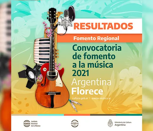 Resultados de del Fomento Regional de la Convocatoria de Fomento a la Msica Argentina Florece 2021.